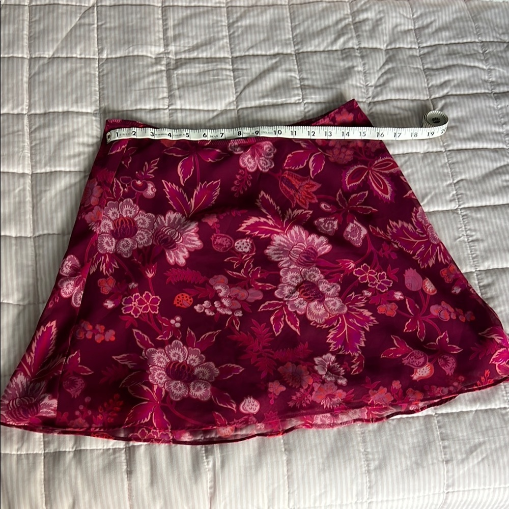 Express Red and Pink A-Line Mini Skirt Casual